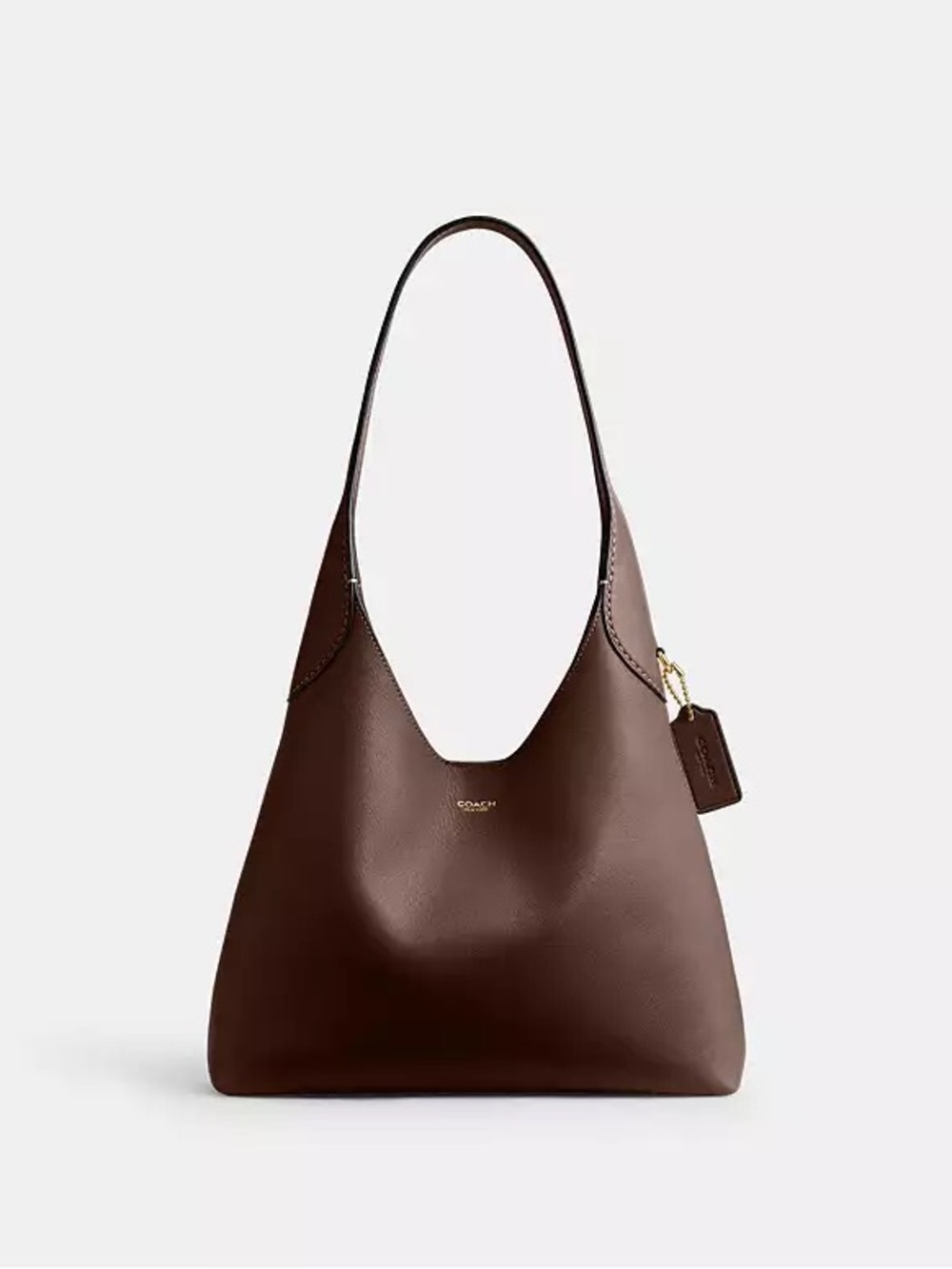 Coach Dark Brown Leather Shoulder Hobo with Gold-Tone Accent